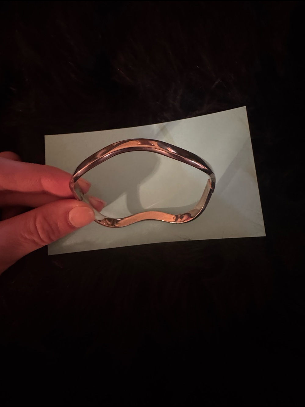 Silver-Tone Wavy Bangle Bracelet - Women Accessories